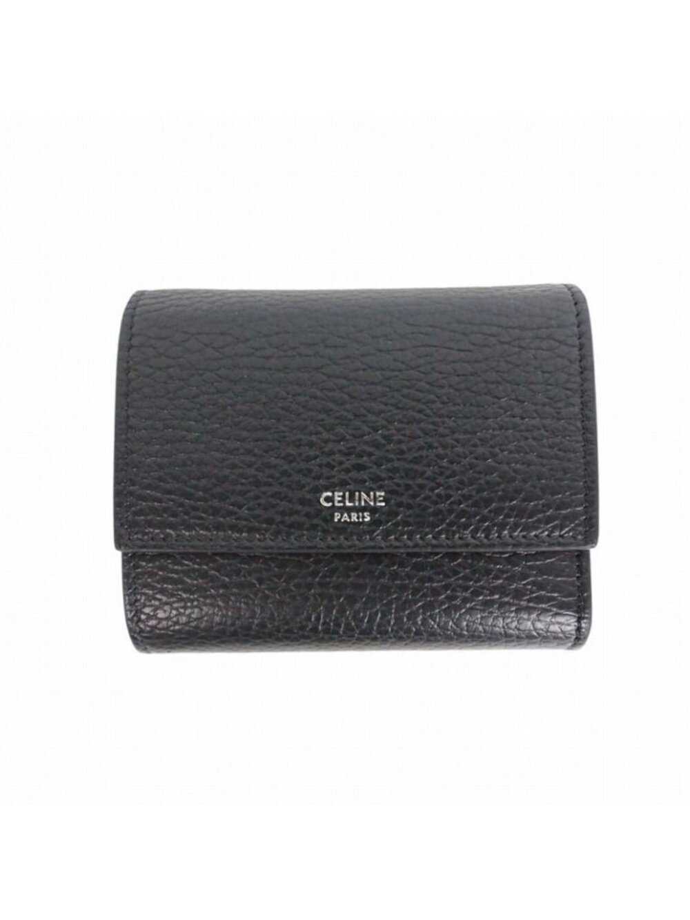 Celine Trifold Wallet in Grained Calfskin Black Bifold